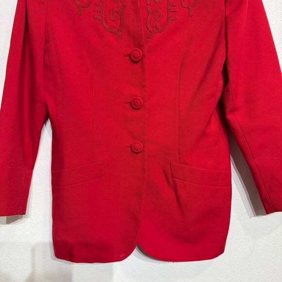 Le Suit Petite Red Blazer Sz 10 P - Picture 4 of 11
